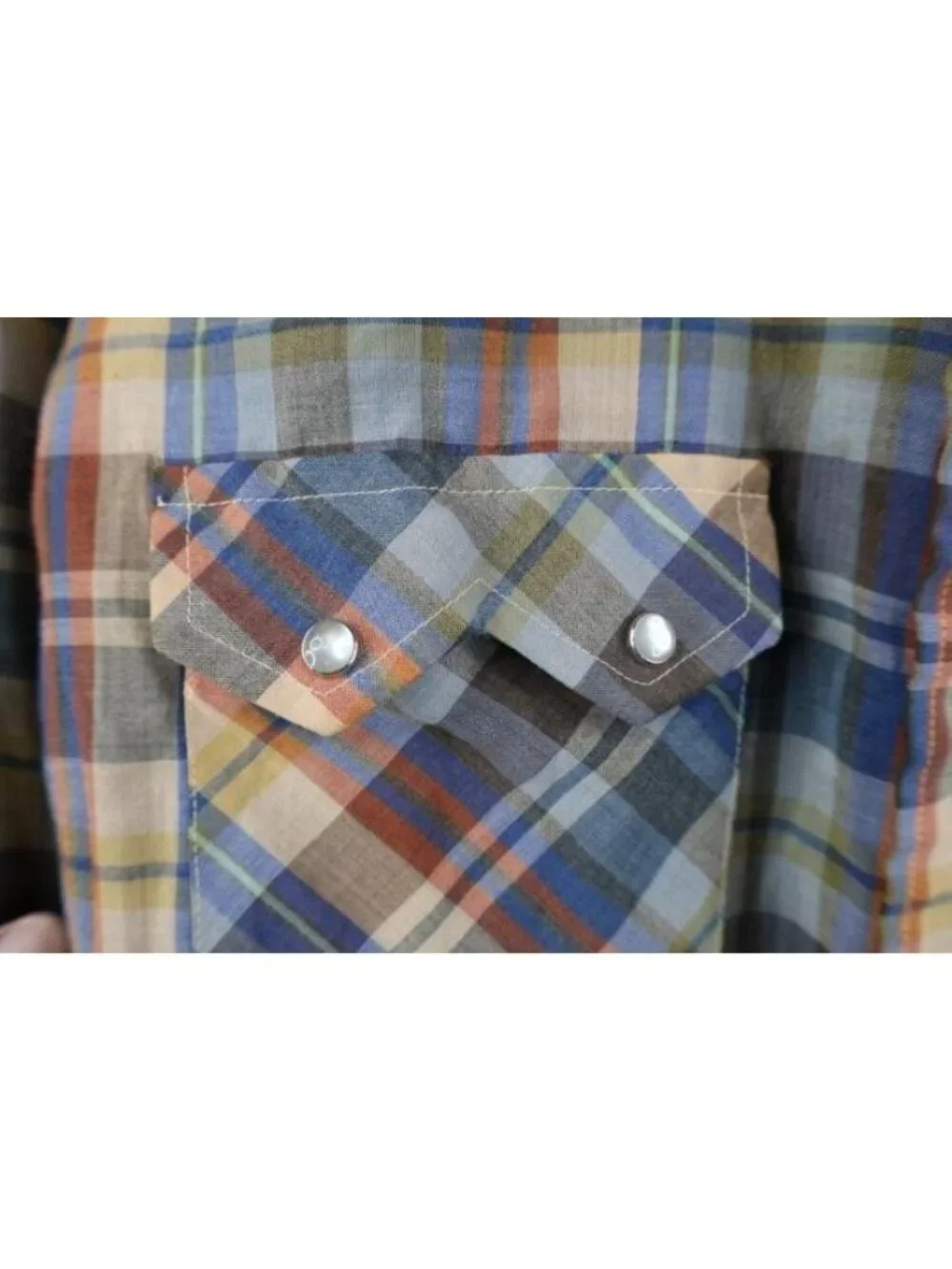 Vintage 70s Levis Big E Mens Medium Western Cowboy Snap Button Shirt Plaid USA